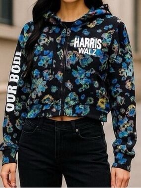 Ulla Johnson Designers for Democracy Hoodie Floral Graphic Full Zip Women’s Med